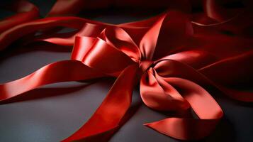 red satin ribbon and bow. Generative Ai photo