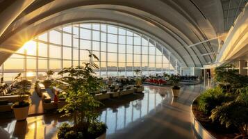 aeropuerto Terminal, moderno aeropuerto Terminal. generativo ai foto