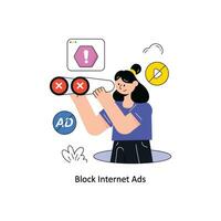 Block Internet Ads Connection Flat Style Design Vector illustration. Stock illustration