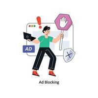 Ad Blocking Connection Flat Style Design Vector illustration. Stock illustration