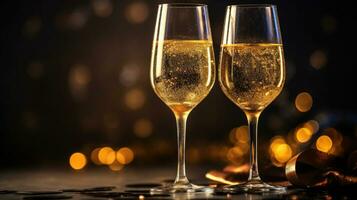 champán lentes. celebracion nuevo año. generativo ai foto