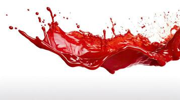 Splashes of tomato juice isolated on a white background. Generative Ai photo