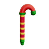 christmas 3d candy stick with mistletoe illustration png