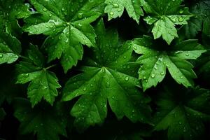 Serene green backdrop, detailed leaf texture from above AI Generated photo