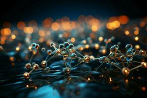 Nanotechnologys science concept exemplified by atomic structure with nucleus and electrons AI Generated photo