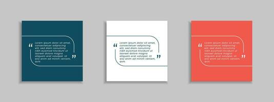 Set of Social Media Post Design Templates for Quotes. Quote Frame Blank Template Set. Quote Instagram Template. Modern Gradient Background. vector