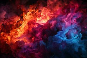 Blazing red and blue flames against blackness AI Generated photo