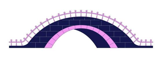 Contemporary brick bridge flat line color isolated vector object. Vintage traditional arch. Editable clip art image on white background. Simple outline cartoon spot illustration for web design