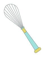 Whipping whisk flat line color isolated vector object. Kitchen cooking utensil. Editable clip art image on white background. Simple outline cartoon spot illustration for web design