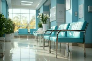 Clinic interior background, defocused, creating an abstract and calming atmosphere AI Generated photo