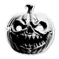 Jack-o-lantern de miedo calabaza - Víspera de Todos los Santos trama de semitonos mezclado medios de comunicación collage papel pegatina. punteado Clásico ilustración en 90s zine papel pedazo estilo. vector