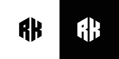 Letter R K polygon, Hexagonal minimal and professional logo design on black and white background vector