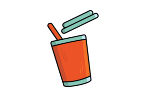 Soda Soft Drink Cup with Straw illustration. Drink object icon concept. Disposable plastic beverage cup with tube for soda, juice, coffee, tea design. png