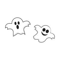 Hand drawn Kids drawing Cartoon Vector illustration cute ghost icon Isolated on White Background