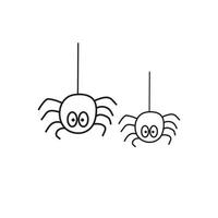 Hand drawn Kids drawing Cartoon Vector illustration cute black outline spider icon Isolated on White Background