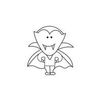 Hand drawn Kids drawing Cartoon Vector illustration cute vampire icon Isolated on White Background