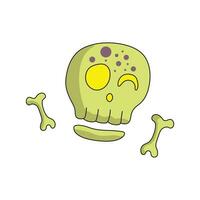 Kids drawing Cartoon Vector illustration spooky skull icon Isolated on White Background