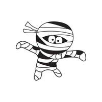 Hand drawn Kids drawing Cartoon Vector illustration cute mummy icon Isolated on White Background