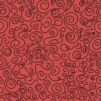 Spiral seamless pattern. Black on red background. Lines vector