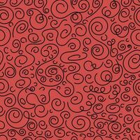 Spiral seamless pattern. Black on red background. Lines vector