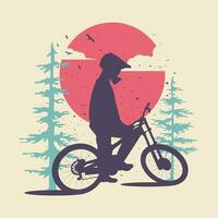 montaña bicicleta silueta ilustración adecuado para camisa diseño vector