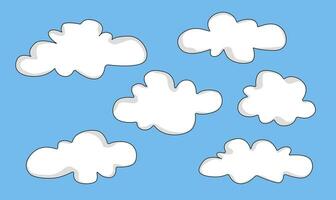 Cloud Vector illustration set. white cloudy set isolated on blue background