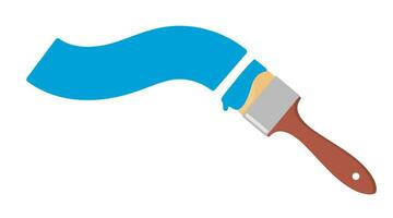 Blue color trail of the paint brush on white background. Vector illustration for headers, banners and advertising.