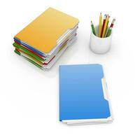 Colorful folder and pencil photo