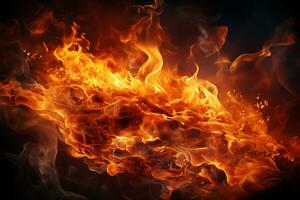 Fiery expansion, Illustration of hot flame, spreading blaze, fiery backdrop AI Generated photo