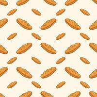 Seamless pattern fresh loaves bread isolated on background. vector