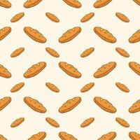 Seamless pattern fresh loaves bread isolated on background. vector