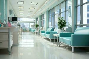 Clinic interior with abstract blur, creating a soothing healthcare environment AI Generated photo