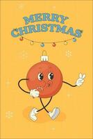 maravilloso saludo tarjeta personaje contento nuevo año, alegre Navidad vector