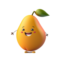 vrij fruit png, schattig grappig fruit groente karakter, tekenfilm stijl, ai generatief png