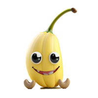 vrij fruit png, schattig grappig fruit groente karakter, tekenfilm stijl, ai generatief png