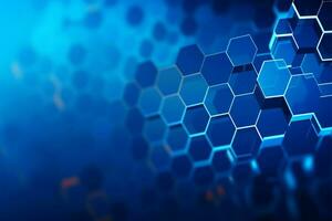 Hexagonal Elegance, A stylish blue medical backdrop adorned with hexagons AI Generated photo