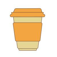 Isolated Vector orange paper cup for hot drinks. Drink vector illustration design for coupons, banners, ads, apps, menu
