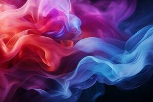 Radiant abstract fog, Vivid red, blue, purple smoke and mist AI Generated photo