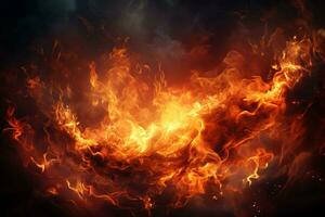 Spreading inferno, Hot flame illustration, blazing heat, fiery background AI Generated photo