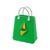 eco shopping bag 3d green energy icon png