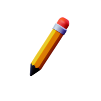 Illustration 3d de l'icône de l'éducation scolaire au crayon png