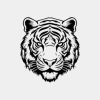 vector illustration of a head of a tiger with a black background.