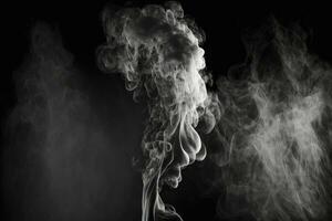 un negro fondo y un silueta de blanco fumar foto