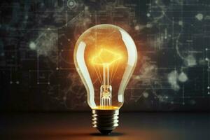 3D bulb evokes classic business strategy, a vintage styled luminous backdrop AI Generated photo