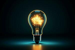 Creativity takes shape as a light bulb outline on a dark backdrop AI Generated photo