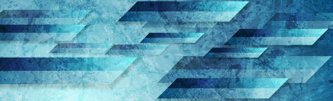 Bright blue grunge tech geometric abstract background vector