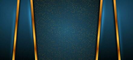 Blue abstract background with shiny golden dots vector