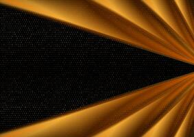 Smooth bronze stripes and shiny dots on black background vector