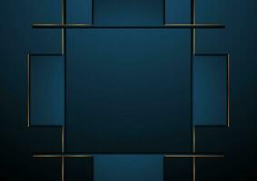 Dark blue and golden abstract tech geometric background vector