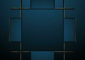 Dark blue and golden abstract tech geometric background vector